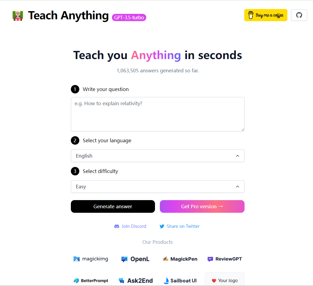 Teach Anything is an AI education assistant considered as the best AI tools for education, that can answer any question in simple and easy words