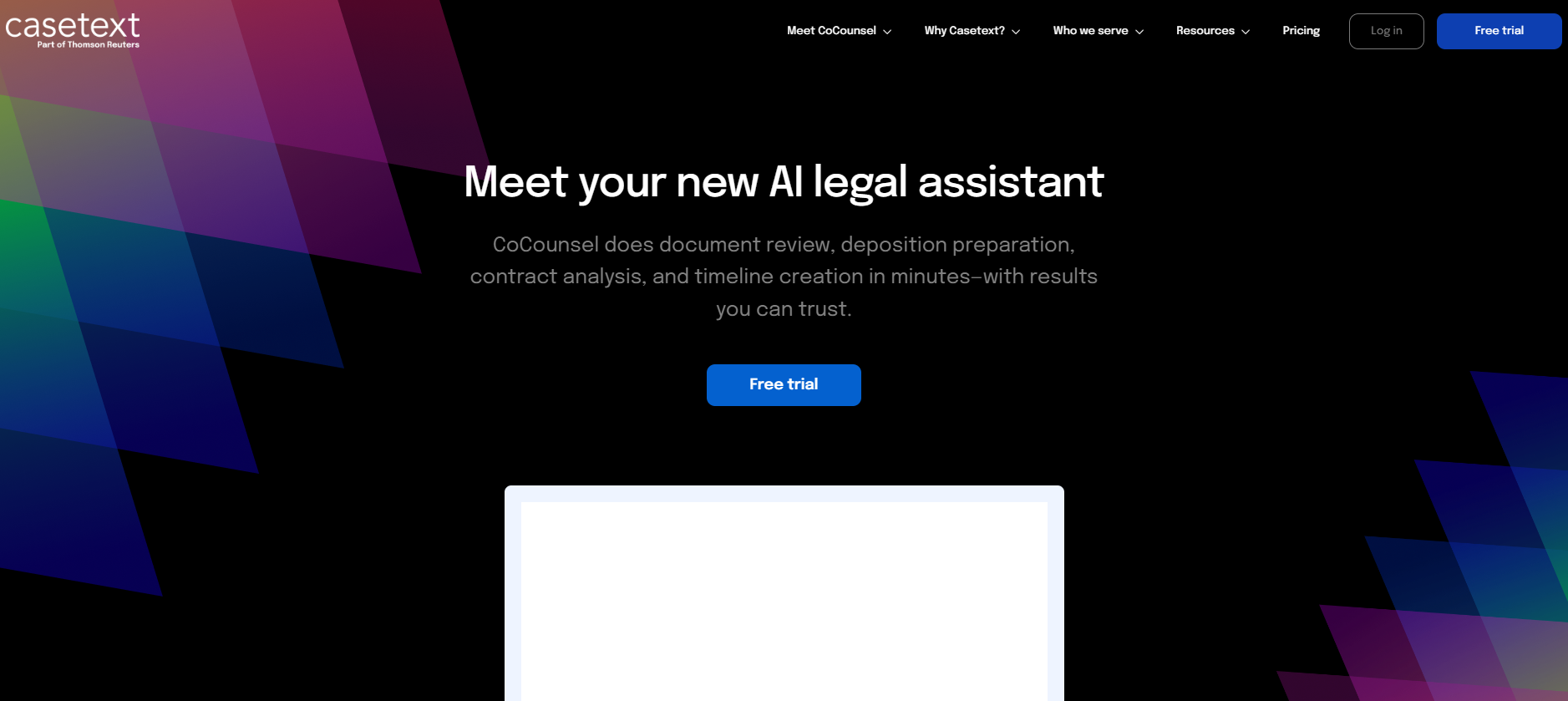 Casetext is a legal research platform that uses AI to help lawyers find relevant case law, statutes, and regulations quickly and efficiently